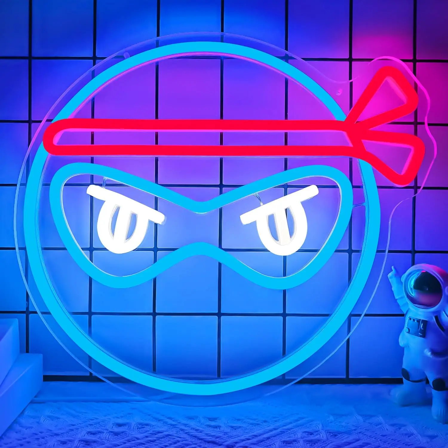 

Party Festival Emoji Neon Sign Decor Cool-toned edgy neon, cyberpunk, futuristic feel