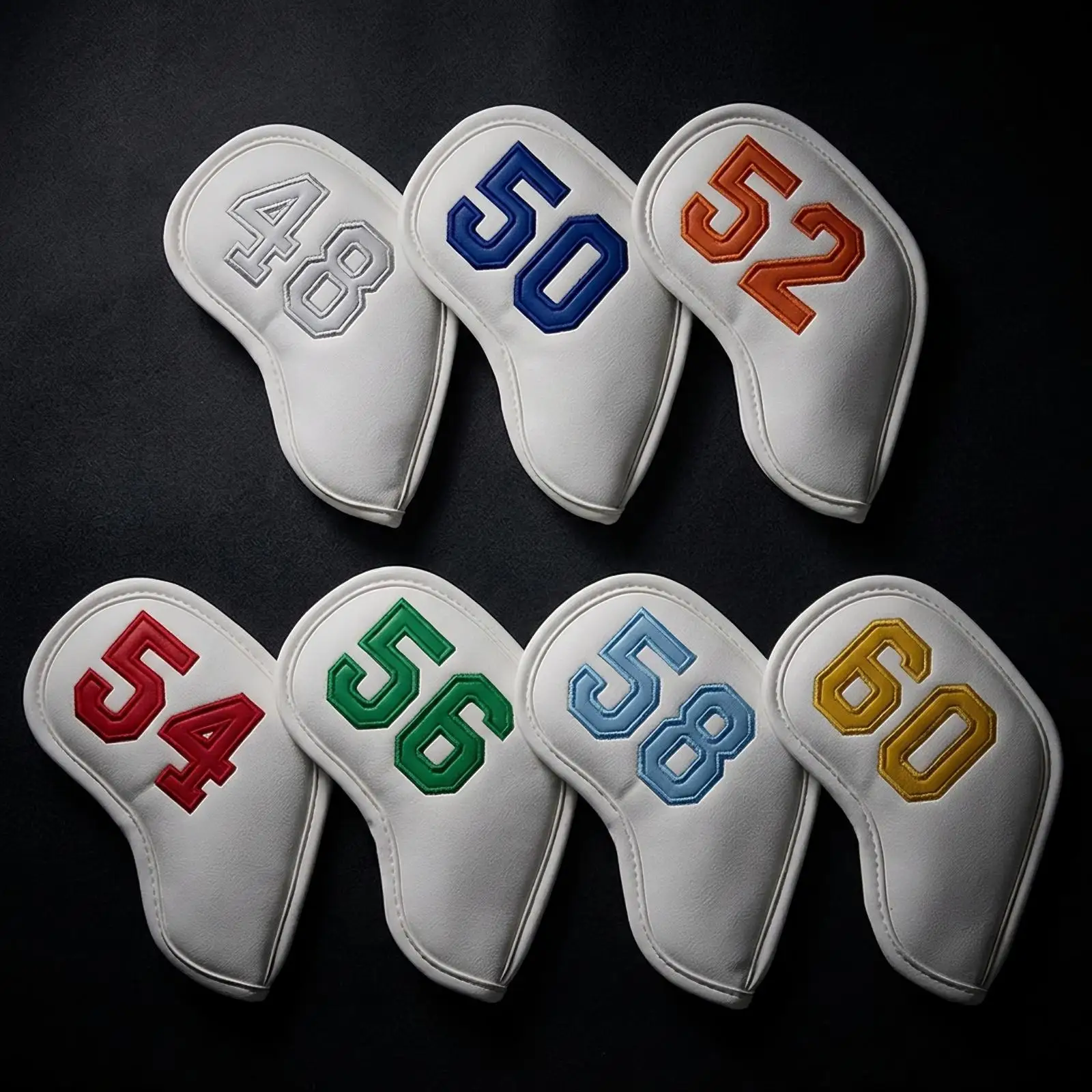 Golf Club Iron Covers with Number Embroidery Padded Leather Headcover for Secure Fit in Golf Bag
