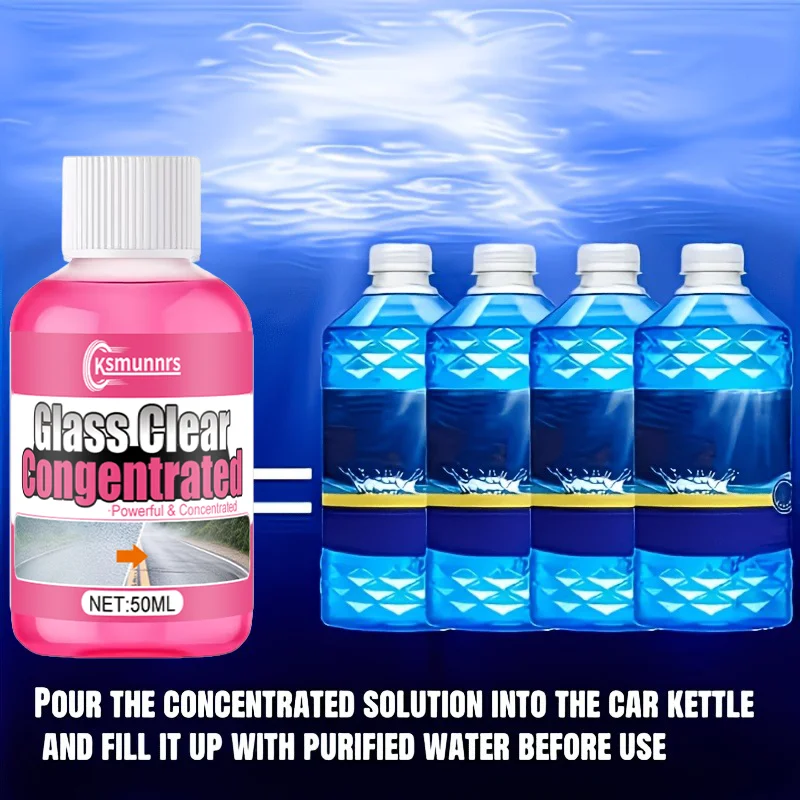 New Concentrated windshield wiper fluid for automotive glass, maintaining smoothness and no stripes, quickly restoring clear vis