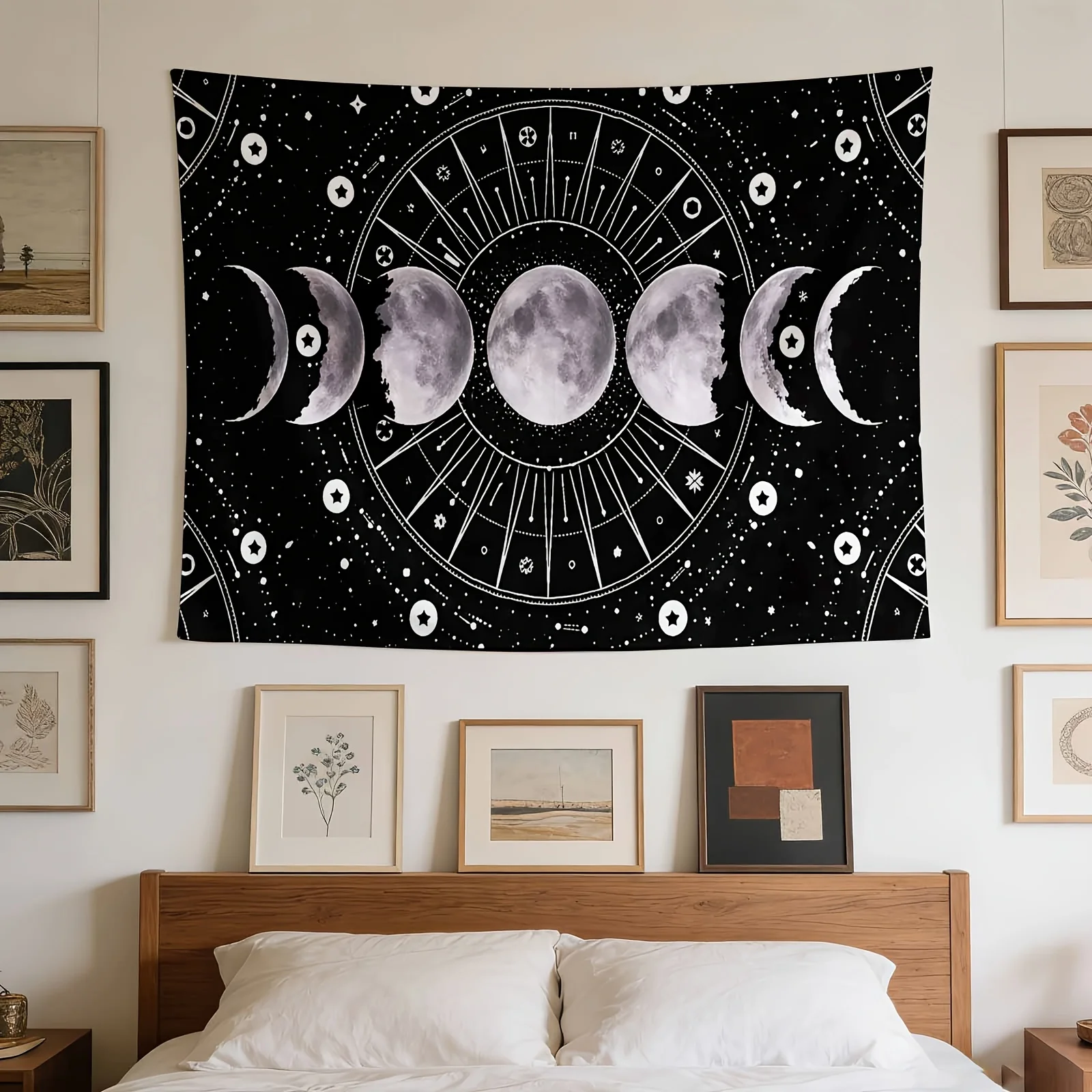 Large Celestial Tapestry Zodiac Moon Phases Wall Decor Astrology Constellation Print Boho Cosmic Space Universe Room Wall Art Ha