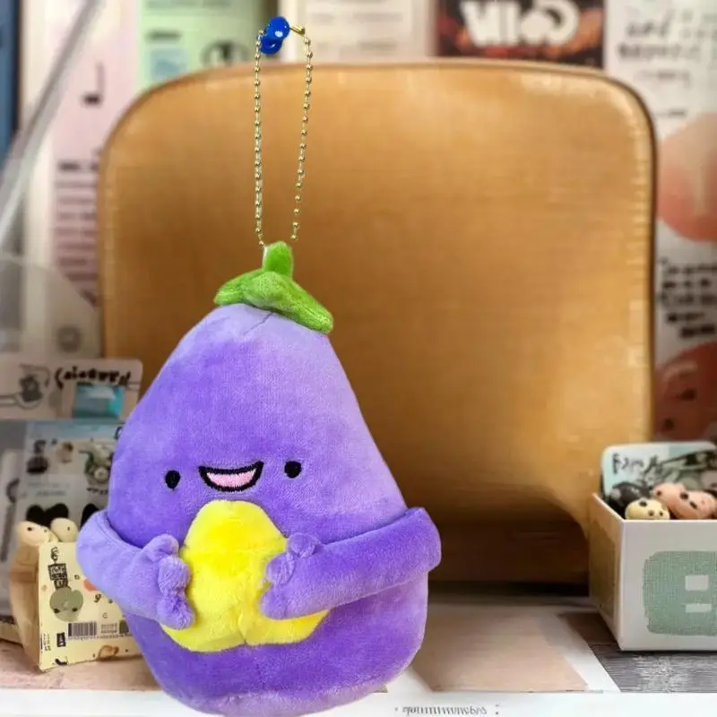 Set mit 1/2 Plüsch-Auberginen-Schlüsselanhänger-Puppen, Mädchen-Taschen-Zubehör, gepolsterter Spielzeug-Anhänger, dekorativer Rucksack-Charm, perfektes Geschenk