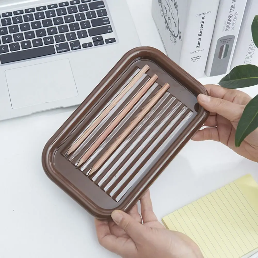 Desktop Storage Desktop Pen Display Tray Stationery Case Large Capacity Pen Pen Pencil Case Tray Plastic Pen Holder Rack