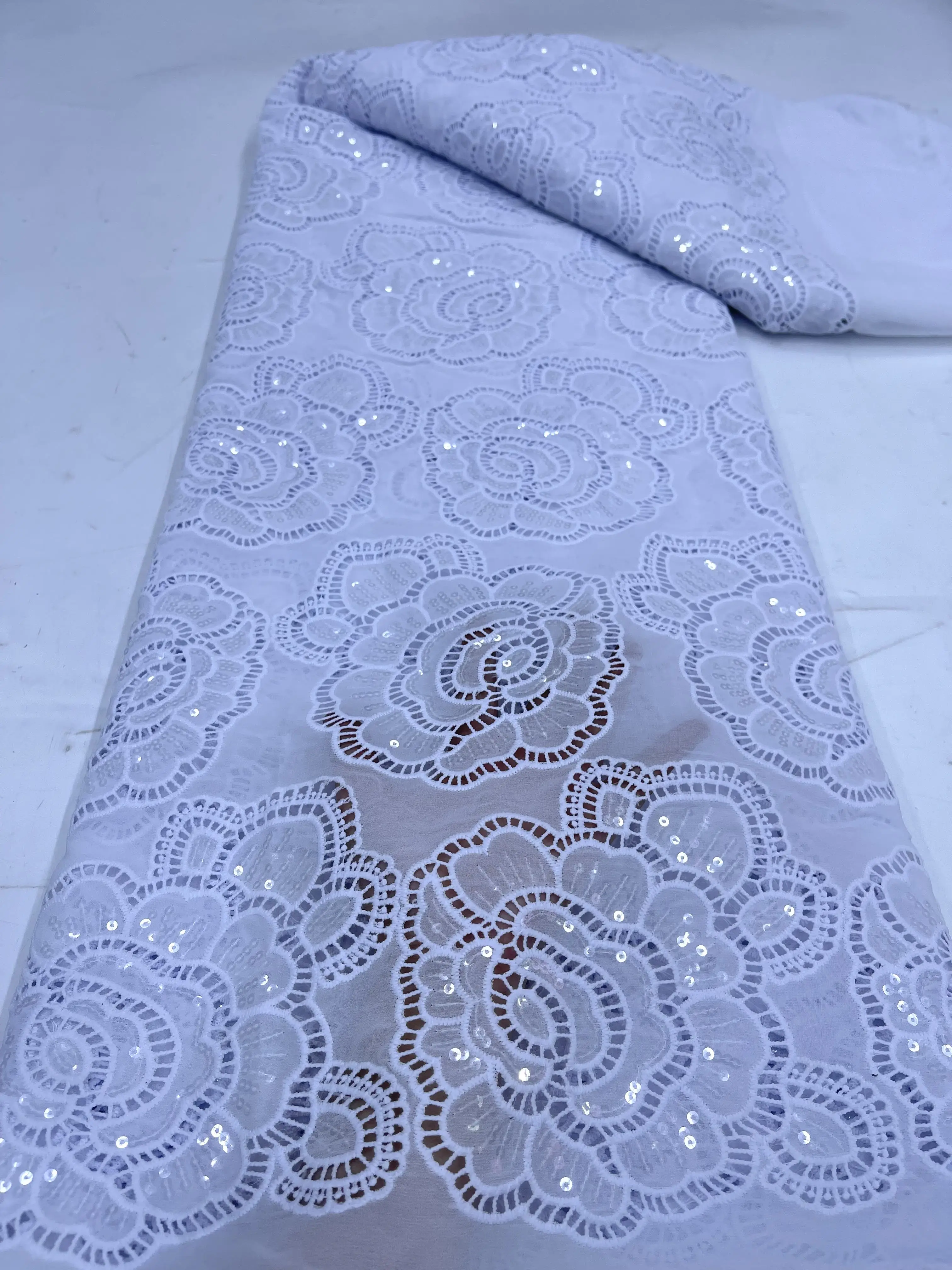 White African Chiffon Lace Fabric 2024 High Quality Chiffon Lace French Tulle Lace Fabric For Nigeria Women Wedding Party Dress