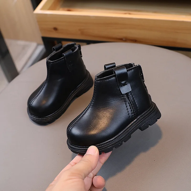 Autumn Winter Baby Shoe 1-3y New Fashion Gril Shoe Anti Slip Soft Sole Walking Shoe Warm Boy Leather Boots Allmatch Girl Booties