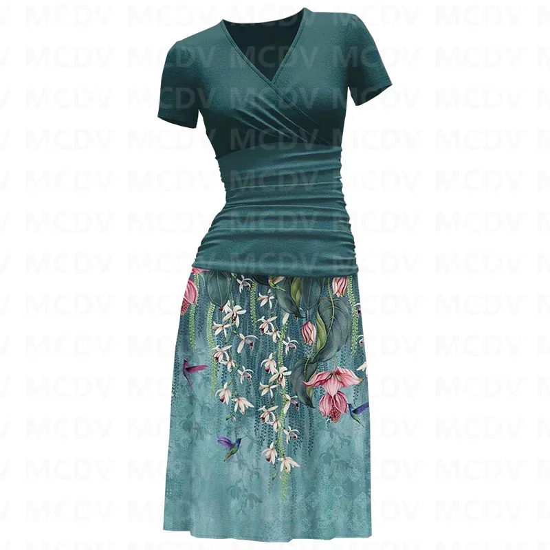 

Women's Flower Hummingbird Art Maxi Dress 3D Printed Sexy V-neck Dress Female Dresses