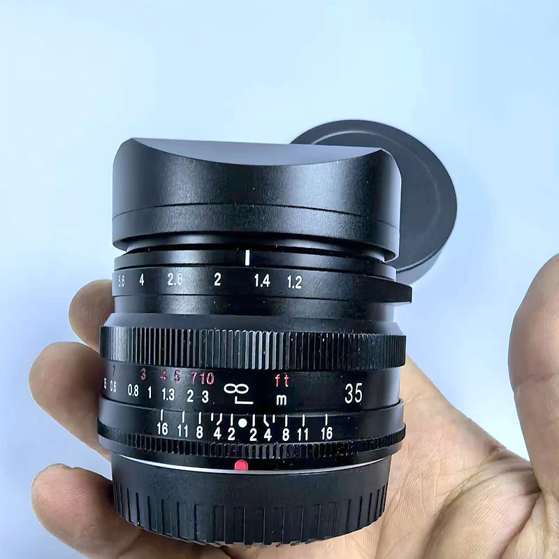 ‌ เลนส์ฮูดโลหะทรงสี่เหลี่ยมสำหรับ VOIGTLANDER NOKTON 35 มม. F1.2 และ 23 มม. F1.2 X Mount - พร้อมฝาปิดโลหะ