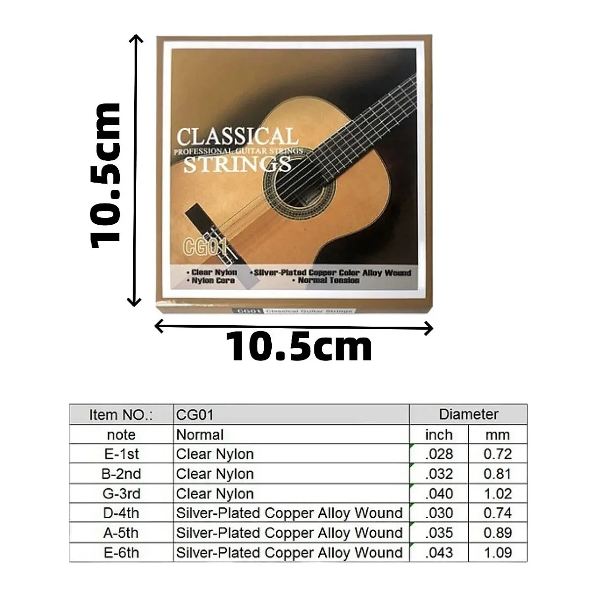 Miwayer 1Set CG01/AG01/EG01 Nylon Steel Nickel Wound Guitar Strings 6 Pcs Beginner Set for Classical Acoustic Electric Guitar