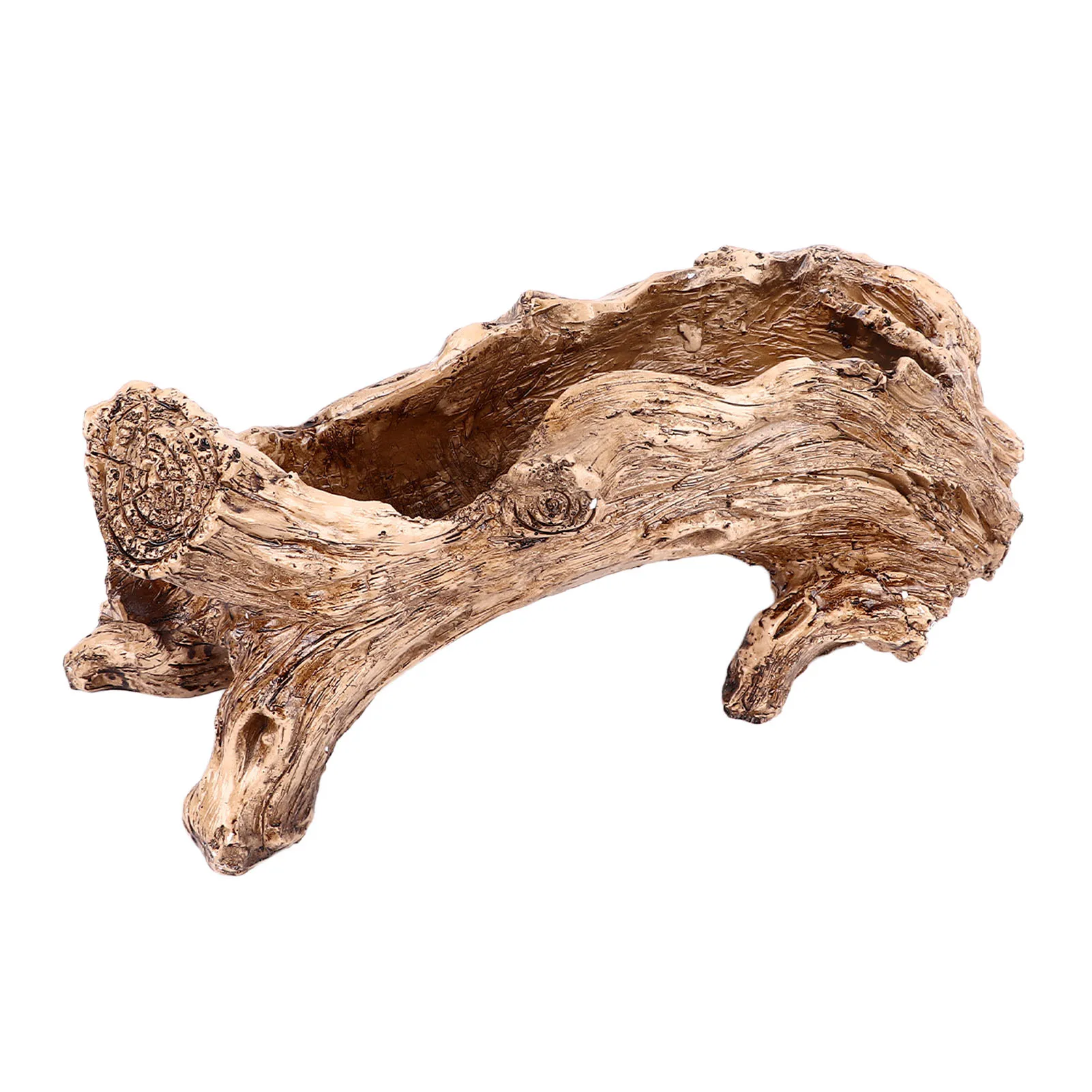 

Plant Container Pot Artificial Driftwood Planter Bottom Drainage Hole Multifunctional Decorative Realistic Natural for Garden