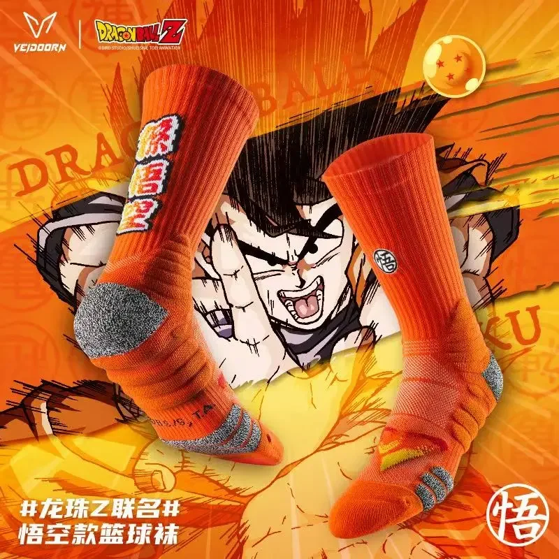 Cartoon anime Dragon Ball Goku basketball socks with towel bottom breathable moisture absorbing sports style men's long socks