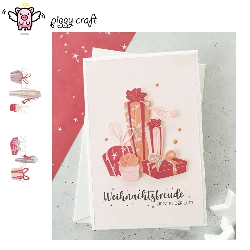 Piggy Craft Metall-Stanzformen, geschnittene Matrizenform, Weihnachtsgeschenkbox, Scrapbook-Papier, Basteln, Messerform, Klingenstanzer, Schablonen