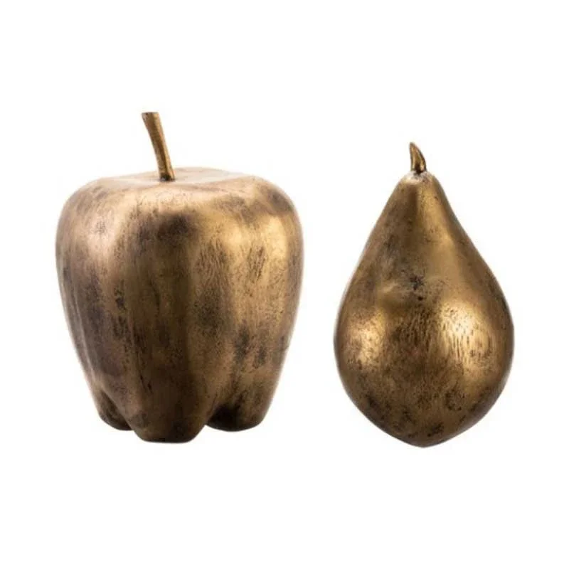 Imitation Copper Fruit Statue Simulated Apple Pear Room Furnishings Desk Decoration Crafts Fruits Sculpture Modern Home Decor