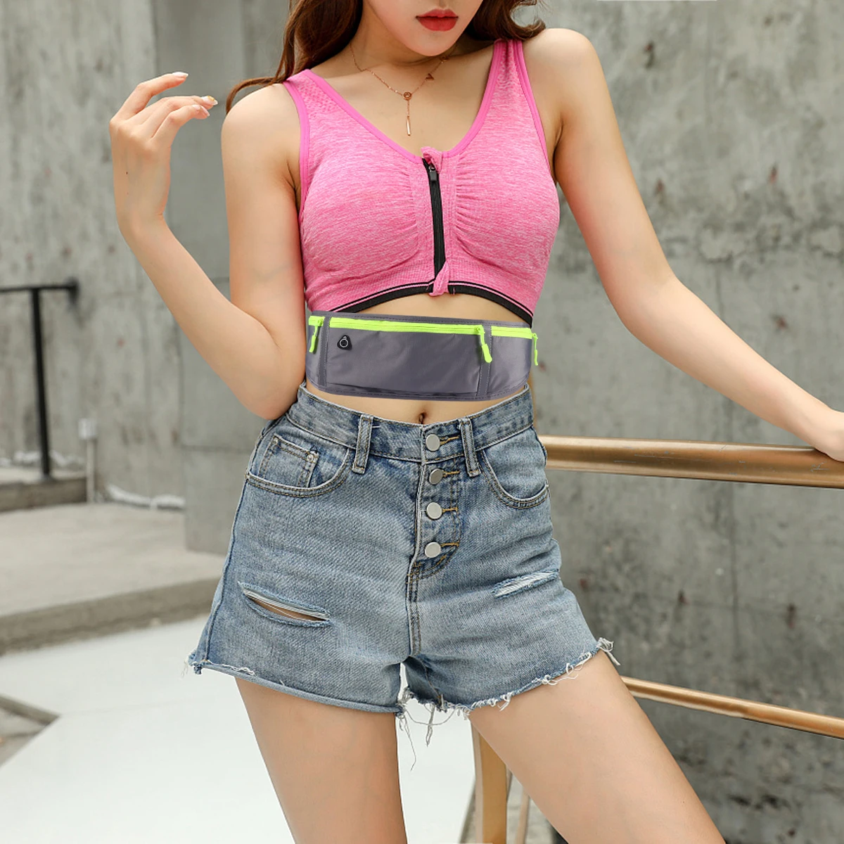 

1Pcs Waterproof Sports Waist Pouch Dark Grey Three Compartment Running Jogging Reflective Water Resistant Breathable Lightweight