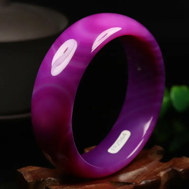 

60mm Natural Lavender Purple Chalcedony Jade Bangle Bracelet Agate Bangle