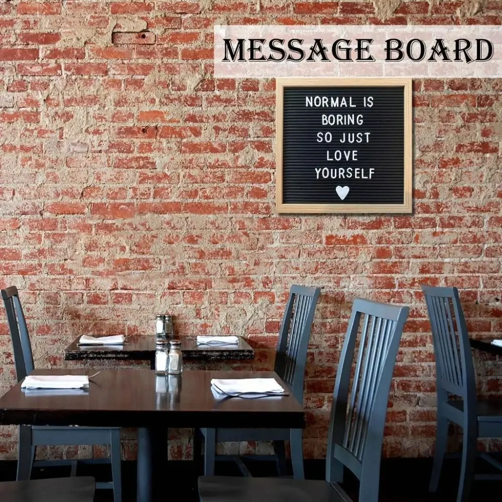 Durable Wooden Letter Message Board 10x10 Inch Changeable Symbols Felt Letter Board Home Decorations Blackboard Shop