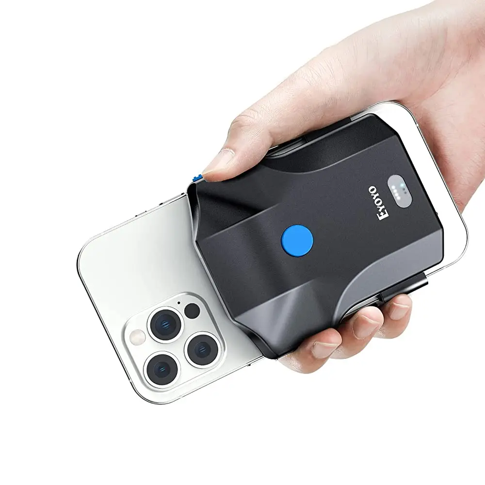 Eyoyo EY-032P Bluetooth QR-Code-Scanner, kabelloser 1D-2D-Barcode-Scanner mit Rückclip für Handys, UPC-, EAN-, PDF417-Codeleser mit Batteriestandsanzeige, kompatibel mit Android-Handys von 4,7 bis 7,2