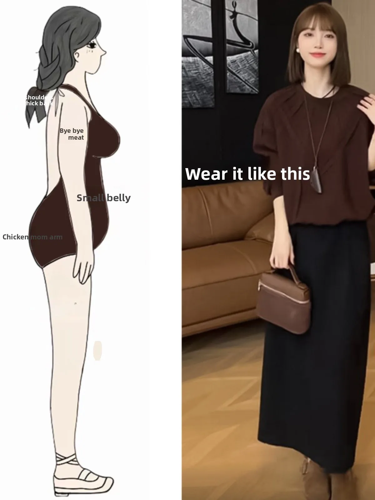 

Корейский комплект для похудения Gentle plus Size Faion Loose Long Sve Top с высокой талией, утягивающая юбка длиной до пола, ансамбль