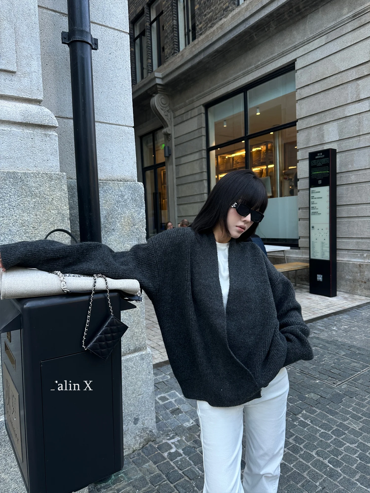 

Falin X mat Asymmetrical Knitwear Cardigan Women's Warmth Outerwear Autumn Winter Design Casual V-ne Long Sve