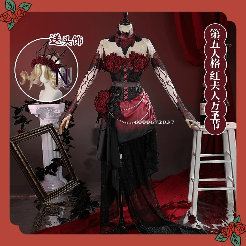 

Identity V Lady Red Marie Concert Halloween Party Cosplay Costume Anime-style Games Two-dimensional Luxurious and Floral Dress