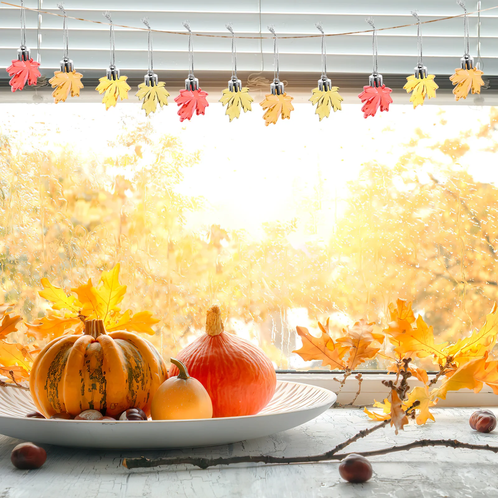 

24Pcs Maple Leaf Hanging Decorations Thanksgiving Ornaments Fall Decor Home Hanging Pendant Creative Maple Leaf Pendant