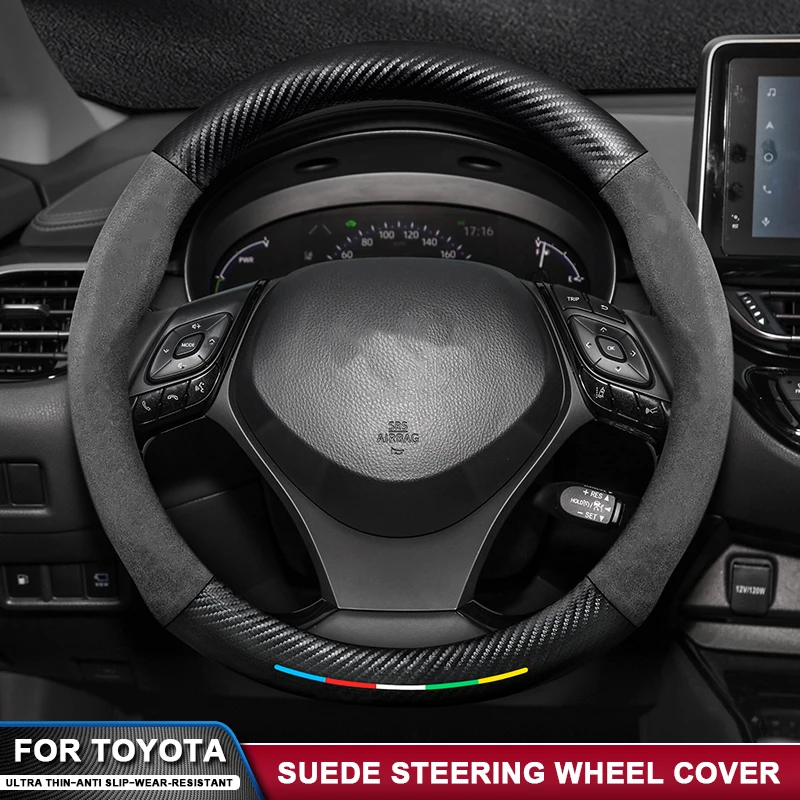

Car Suede Carbon Fiber Steering Wheel Cover For Toyota Corolla Camry RAV4 Yaris Avalon Reiz Wish CHR Celica Vitz Highlander GR86