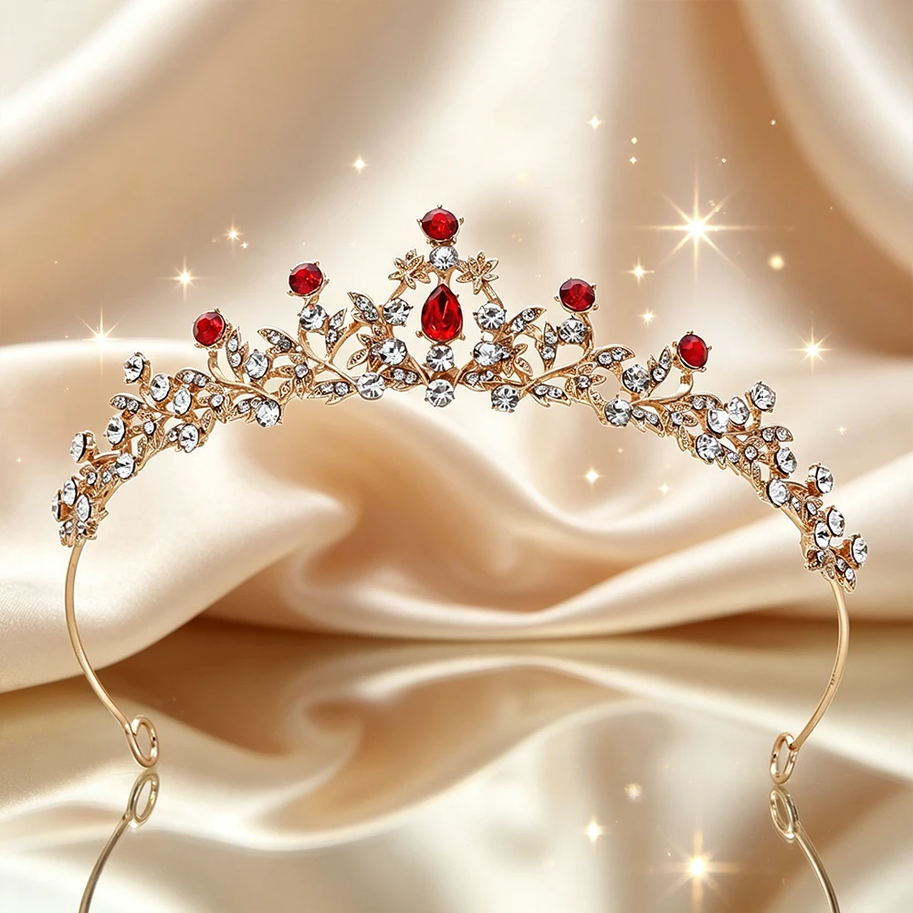 Plated Leaf Bridal Tiara Delicate Floral Vine Rhinestone Queen Crown Luxury Headpiece Wedding Bride Prom Formal Evening Banquet view 4