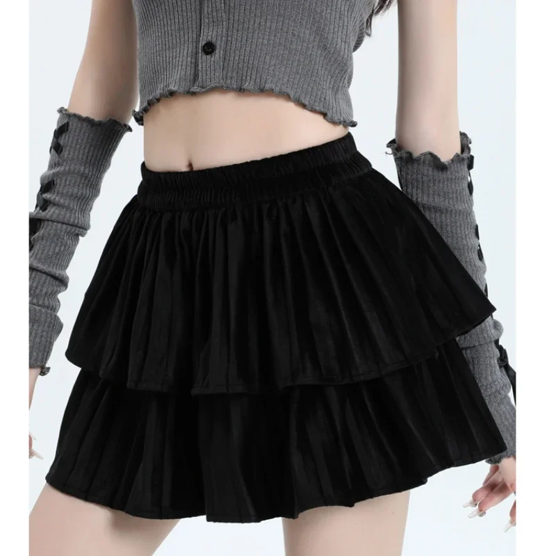 Slim Velvet Korean High-waisted Skirt Women 2024 Autumn and Winter New Solid Color Versatile Girls Y2k Mini Skirt Female