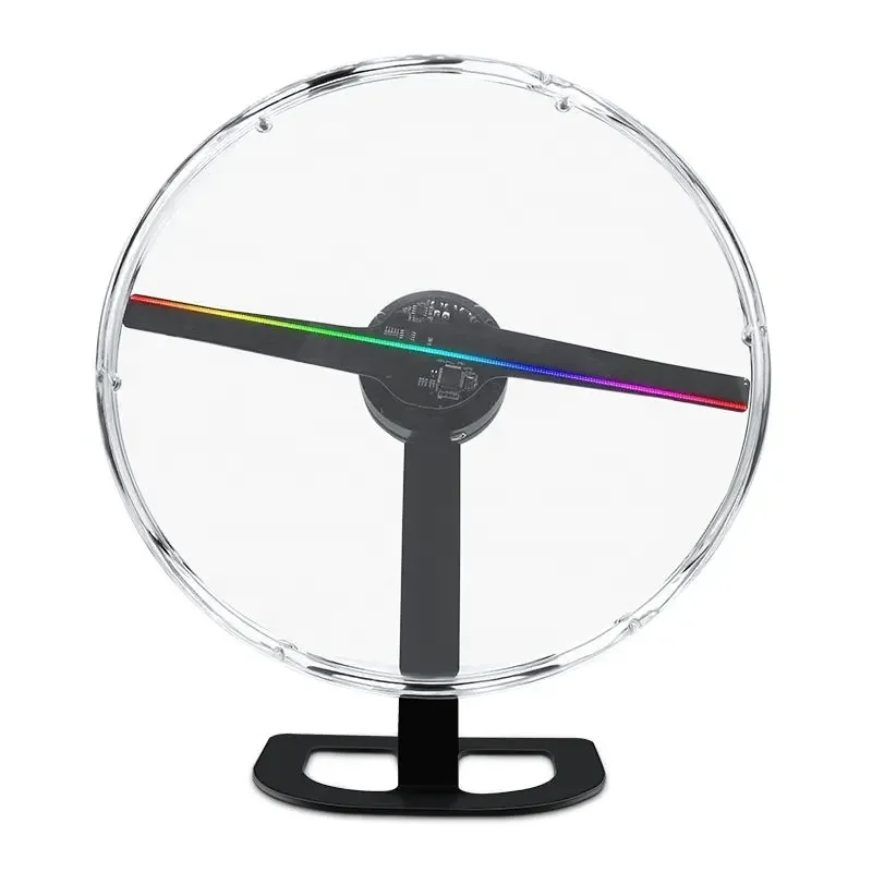 3D Indoor Hologram Pixel Fan 224 Lights Acrylic Cover and Desktop Stand Display Advertising Display Bluetooth APP Control
