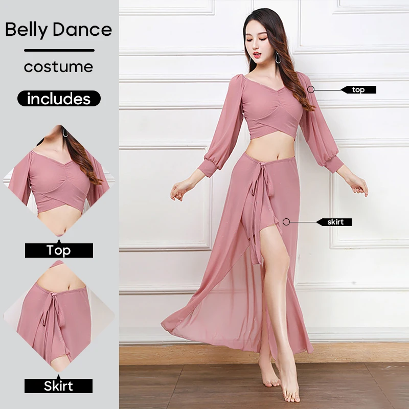 Belly Dance Practice Clothes Sexy Costumes For Adult Female Belly Dancing Training Clothes Modal Beginner Long Skirt and Top