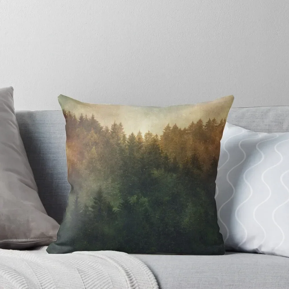 

Asleep // Out Of Nowhere Wilderness Cascadia Trees Fairytale Forest Covered In Magic Fog Throw Pillow luxury decor pillow