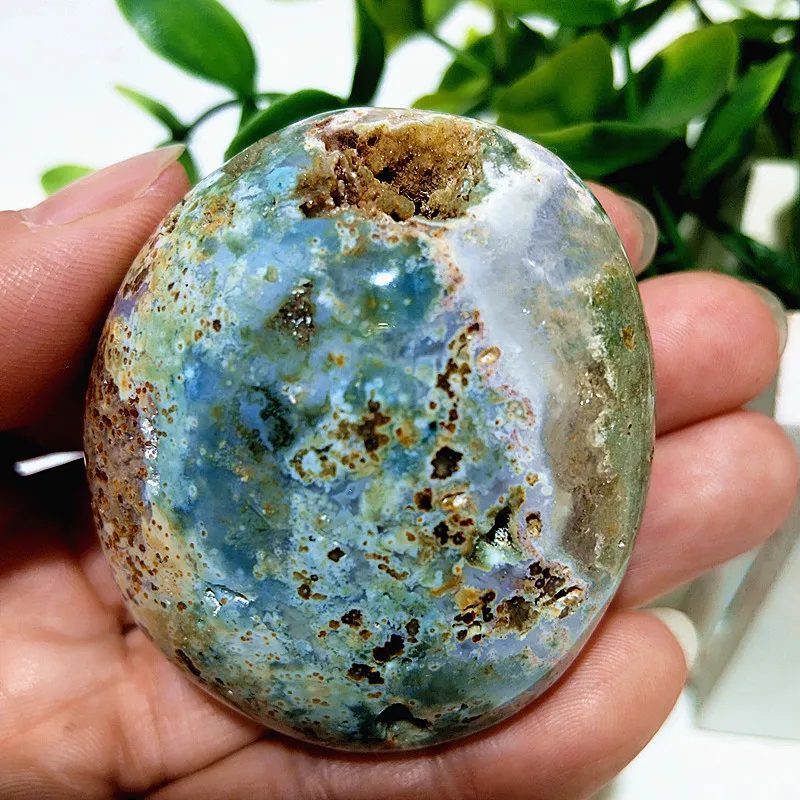 Natural Crystal Ocean Jasper Palm Stones Witchcraft Spiritual Meditation Healing Feng Shui Crystal Room Decoration