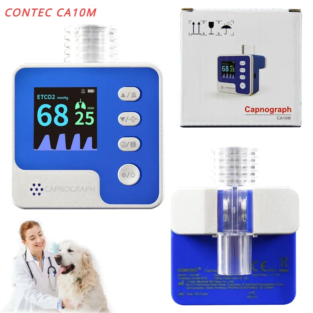 CONTEC CA10M NEW Capnograph End-tidal CO2 Respiration Rate ETCO2 Mainstream Testing（Human or Vet Optional）