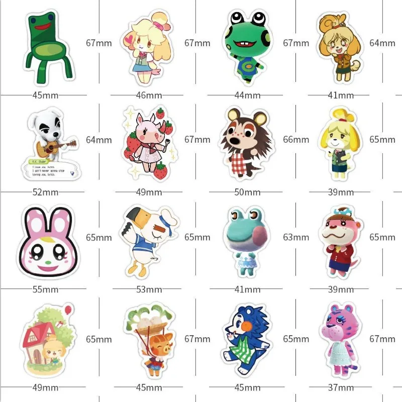 50pcs/set Animal Crossing Stickers Anime Figure Decals Laptop Guitar Motorcycle Car Phone Waterproof Sticker Kids Toys Gifts