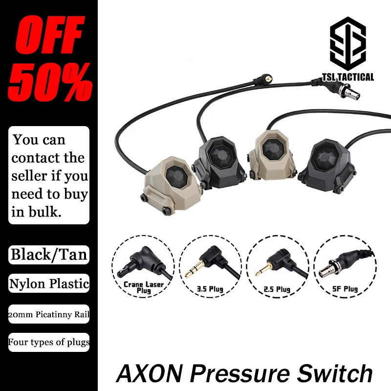 

WADSN Tactical AXON SL Nylon Pressure Switch 2.5 3.5 SF Plug Dual Mode Control Fits M300 M600 DBAL PEQ NGAL 20mm Picatinny Rail