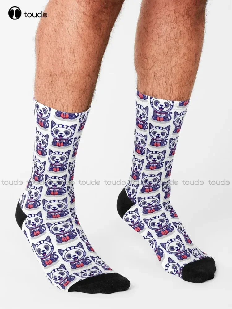 Cute Animal Friendly Panda In A Cat Suit Socks Dance Socks