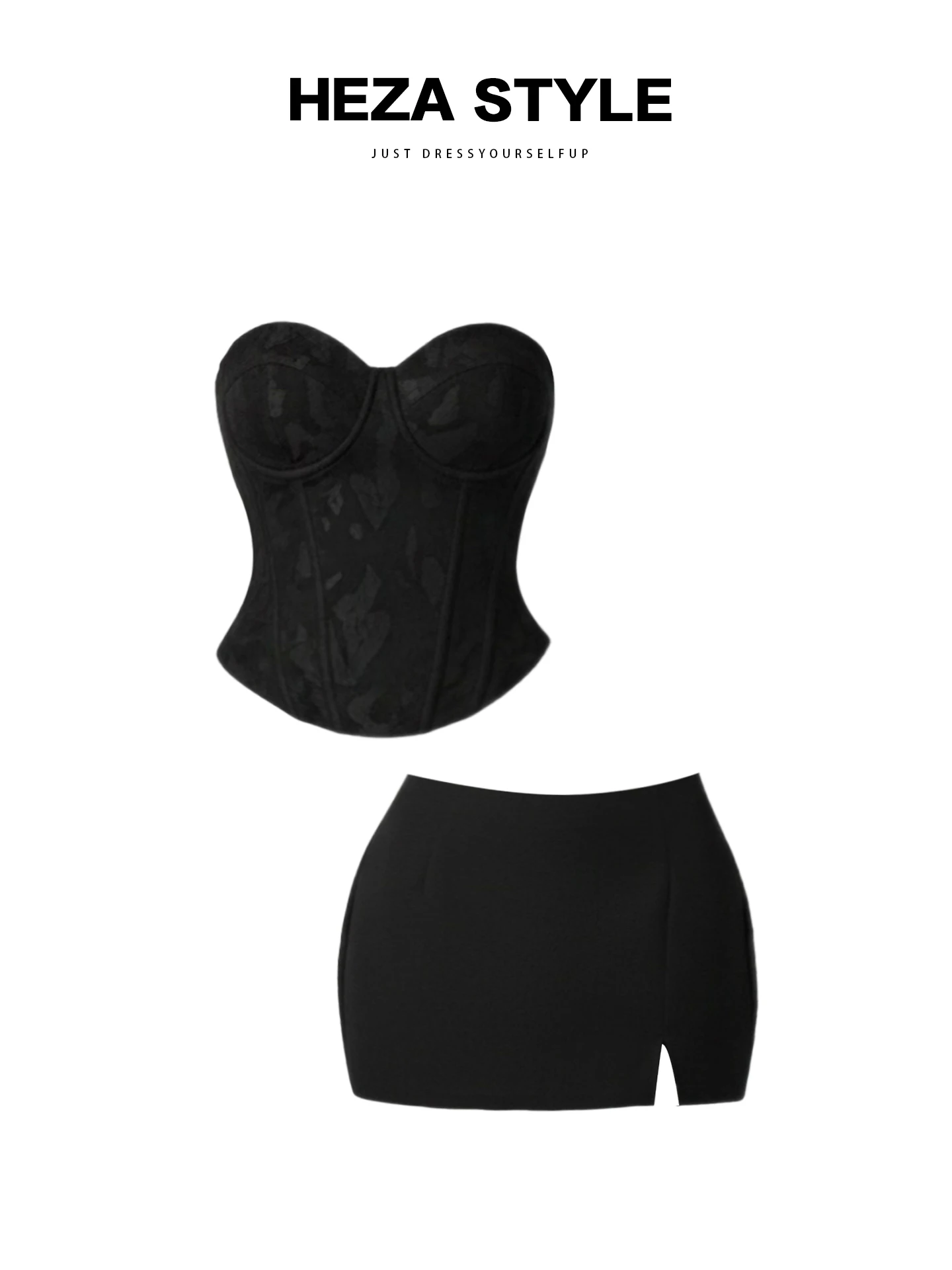 

HEZA Heavyweight Fibone Crop Top And Skirt Set Women's plus Size Sexy Slim Fit Butt Covering f Skirt Ensemble