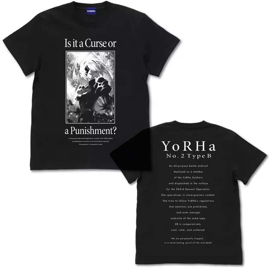 Anime NieR Automata Ver1.1a 2B YoRHa No. 2 Type B Cosplay Short Sleeve T Shirt Harajuku Aesthetic Graphics Tshirt Cotton Tees