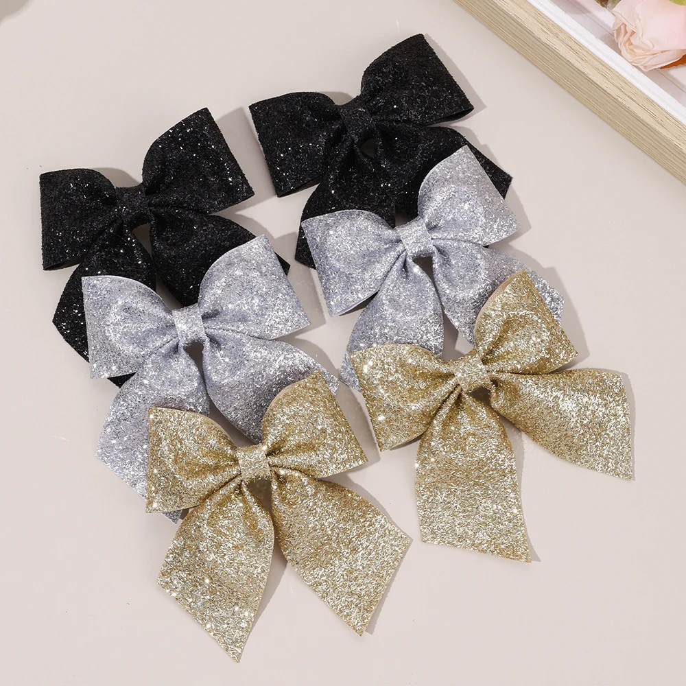 6Pcs Sparkling Bow Hair Clips - Tie Clip Silver avis et prix