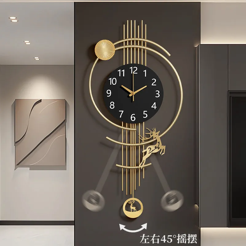 Luxury Modern Minimalist Wall Clock Living Room Large Creative Metal Silent Creative Round Kitchen Dining Room Wall Art Decor