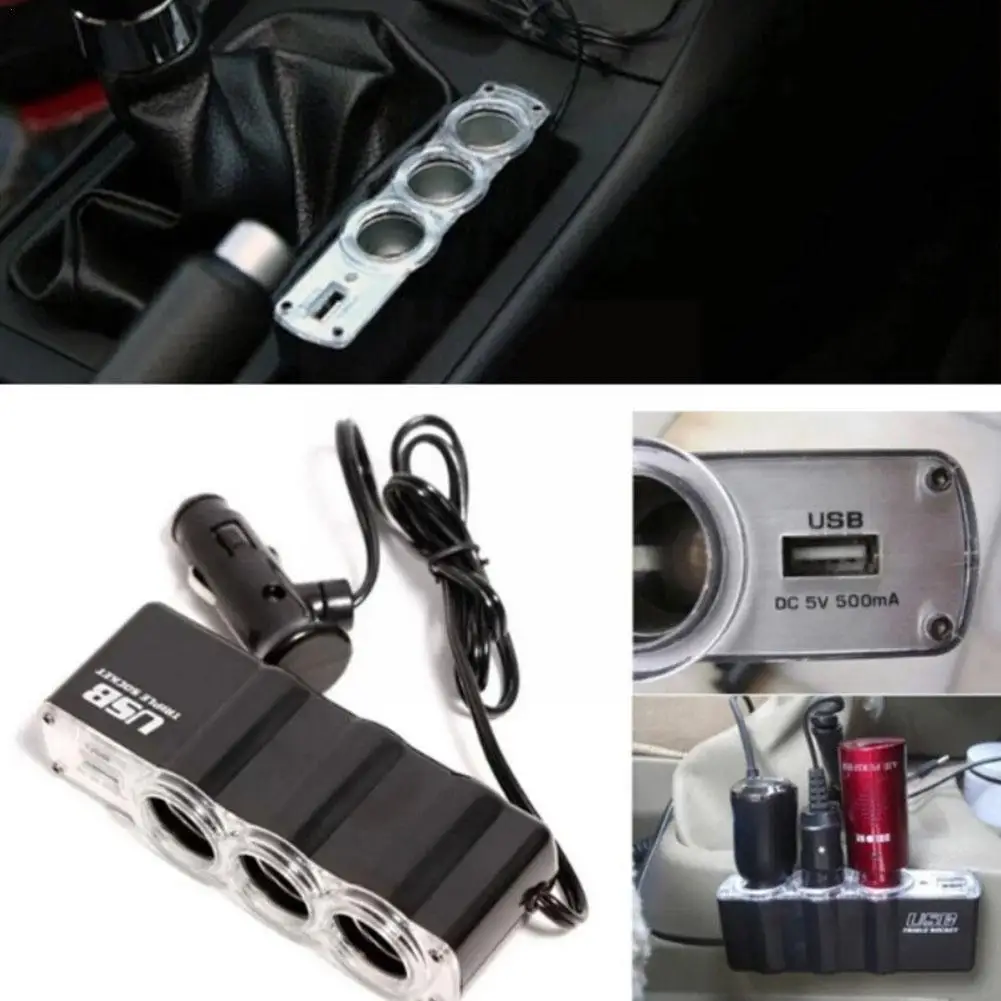 3 Ports Cigar Lighter Car Charger Socket Splitter Fast Car Adapter 12v/24v For Mobile Phone For All Phones Interior Accesso S3f2