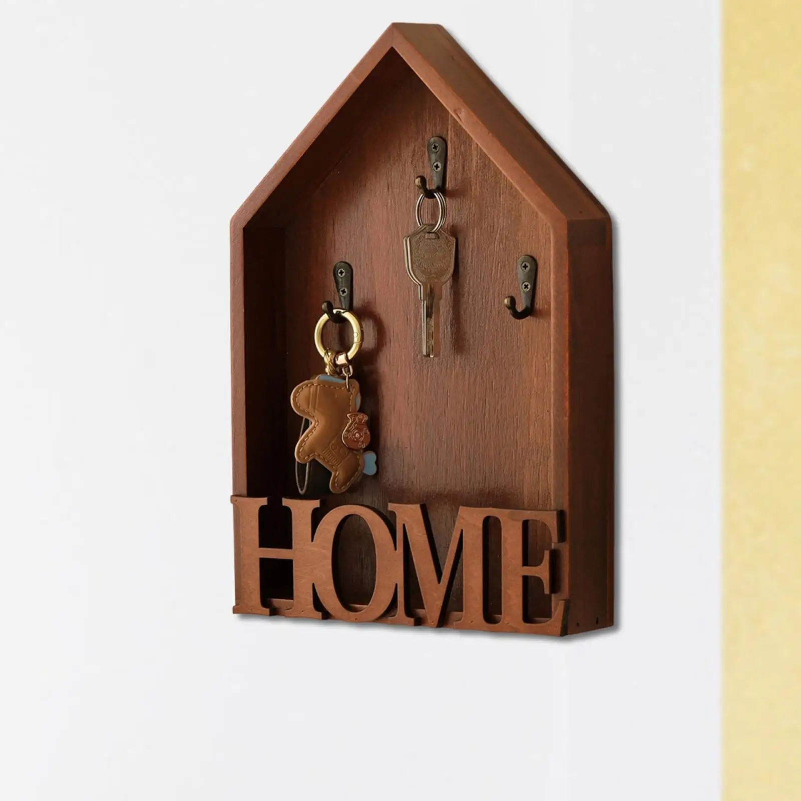 

Настенный держатель для ключей с 3 крючками, деревянная стойка-органайзер для хранения очков, шляп