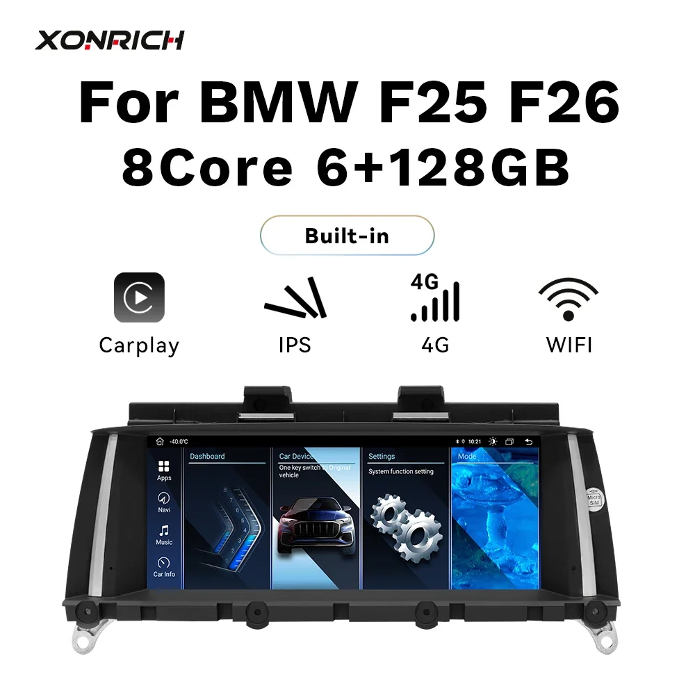 Wireless Carplay Android 14 Auto Autoradio für BMW X3 F25 X4 F26 Cic NBT Navigation IPS Bildschirm Hea dunit 8Core 6G 128GB GPS Stereo
