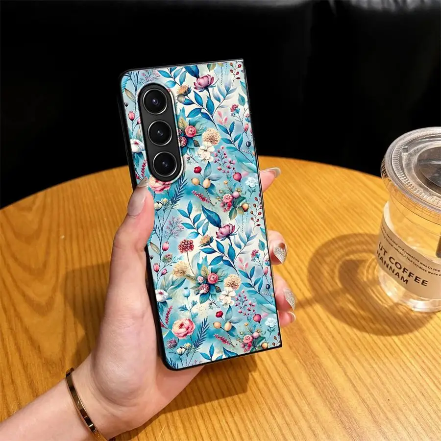 Cartoon Flower Phone Shell Funda Case for Samsung Galaxy Z Fold 8 Ultra ZFold3 ZFold6 ZFold5 ZFold4 Z Fold 7 6 5 4 3 ZFold7