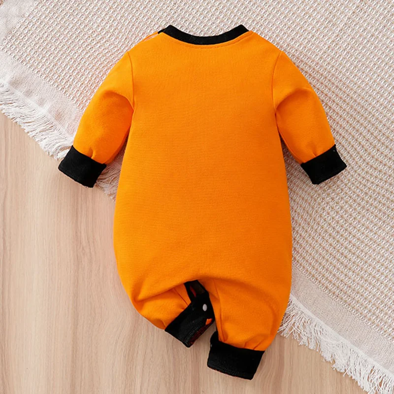 Newborn Baby Anime Style Children Long Sleeve Cotton Bodysuit, 0-18M orange Spring and autumn boys' and girls' baby pajamas