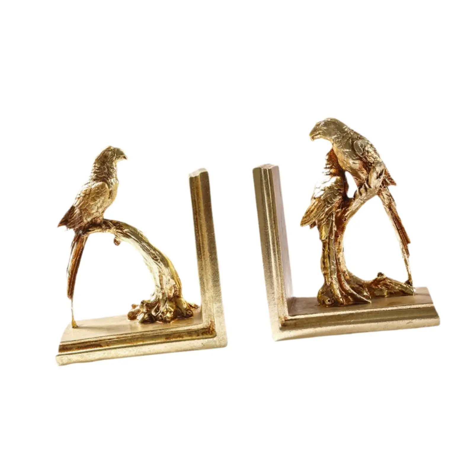 

Parrot Bookends Home Decor Centerpiece, Ideal Gift, Vintage Resin Book Stoppers Gold for Bookshelf Living Room, Study Room