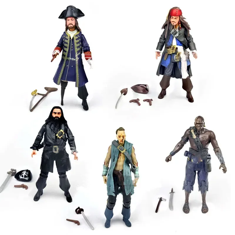 PiratesCaribbeanes Jackhectors Barbossaes Black Beards 3.75 Inches Joints Movable Model Action Figure Toy Kids Gifts