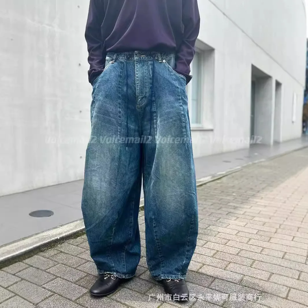 Needles ssz PANT JEAN DENIM Japanese-style trendy brand loose-fitting wide-leg pants washed denim pants for men 25ss