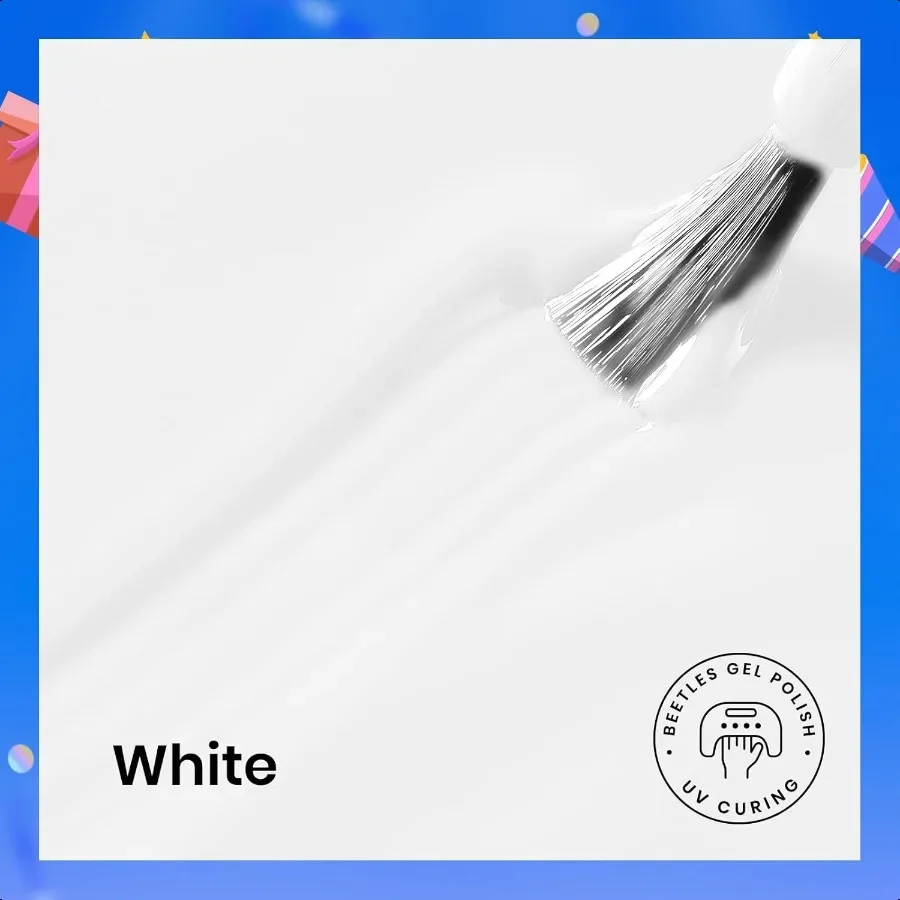Beetles 3 pezzi di smalto gel bianco da 15 ml e set di top coat base in gel senza salviette Soak Off lampada UV e top lucido a lunga durata Coa