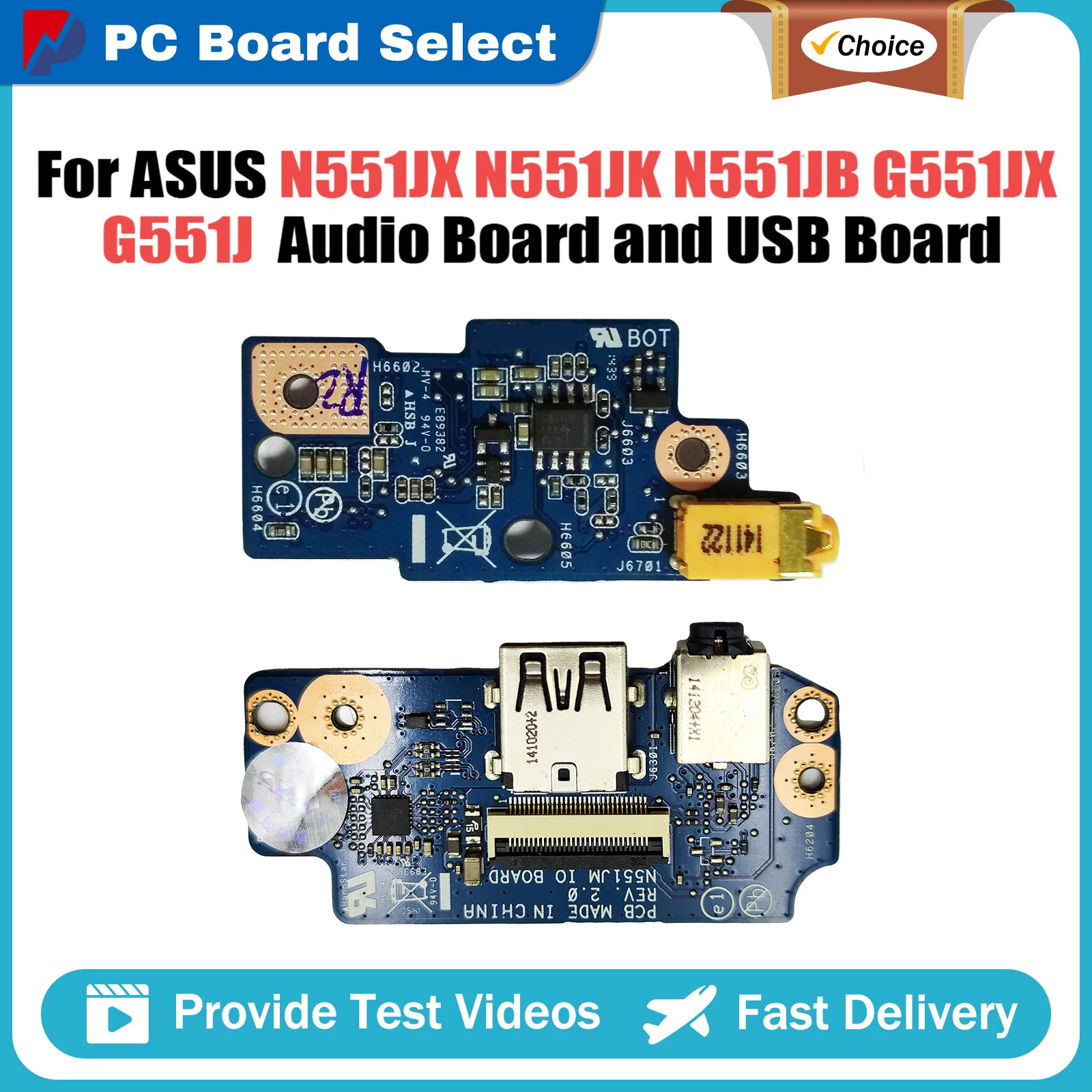 

N551J For ASUS N551JX N551JK N551JB G551JX G551J G551JK Woofer Audio board and USB Board Audio Fast Ship