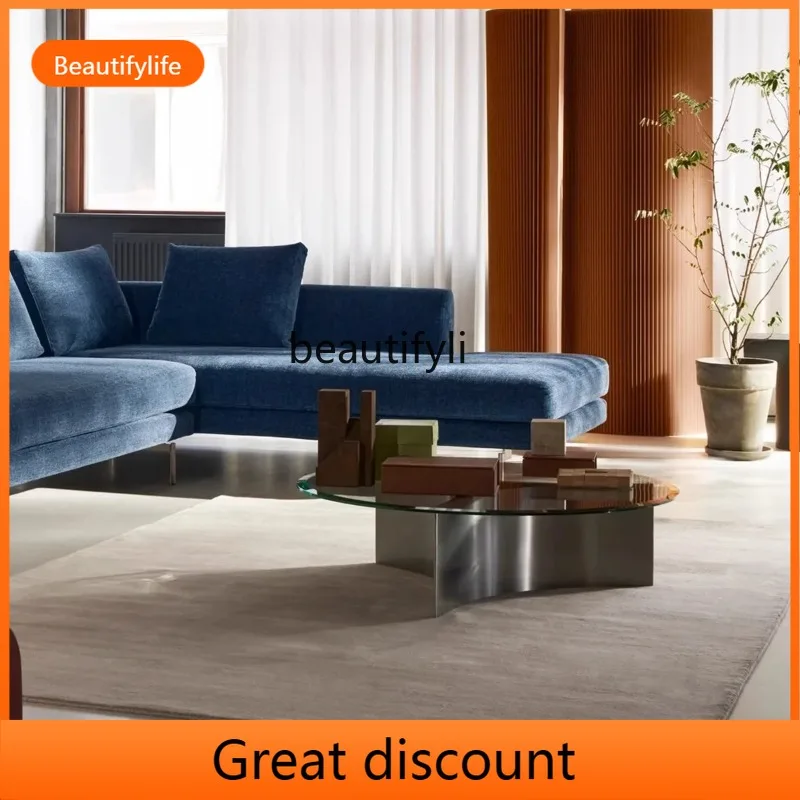 Tempered glass coffee table living room household small apartment coffee table modern minimalist side table