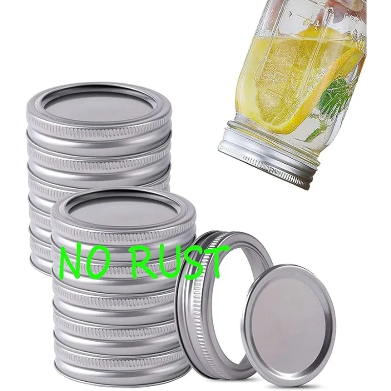 

Canning Lids and Rings Regular Mouth Suitable for Ball or Kerr Jars,Small Mouth Mason Jar Lids and Bands Set of 12